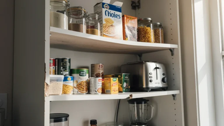 Étagères de garde-manger en mélamine 15 mm sans renfort, affaissées au milieu