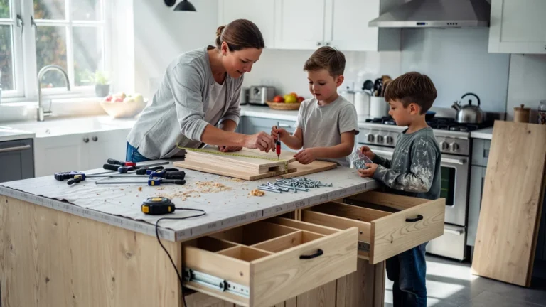 Construire 4 tiroirs pour mon îlot central avec mes enfants lors d’un week-end bricolage