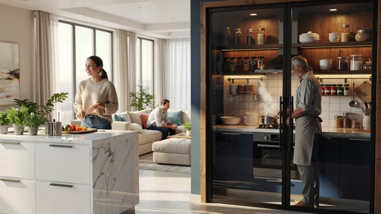 Comparaison photo réaliste cuisine ouverte et cuisine fermée pour avis expérience personnelle