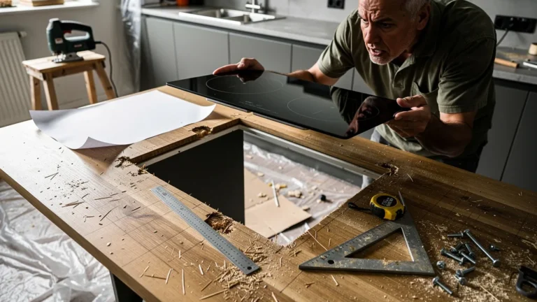 Découper mon plan de travail pour encastrer une plaque induction, installation précise en cuisine