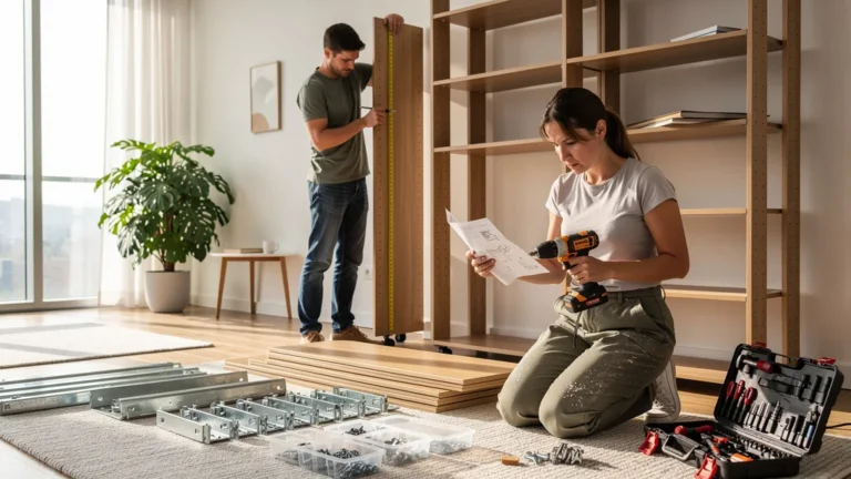 Installation détaillée d'un système de rangement modulable lors d'un weekend d'assemblage comparatif