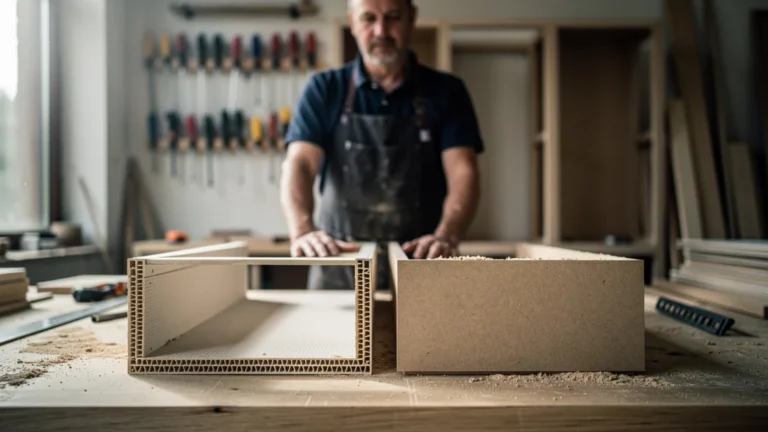 Panneau alvéolaire ou MDF pour façade de tiroir : comparaison visuelle en atelier