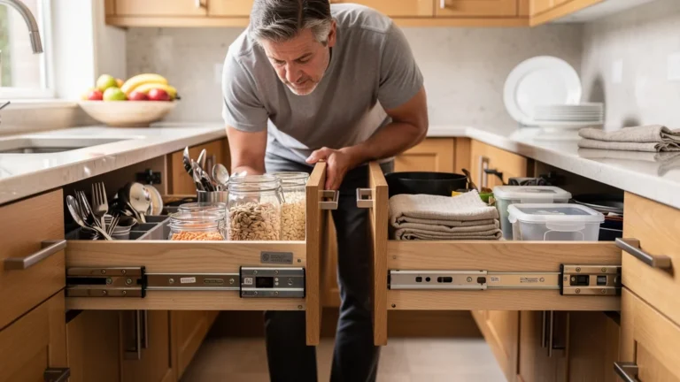 Comparatif des tiroirs sur rails billes ou rouleaux dans une cuisine familiale moderne
